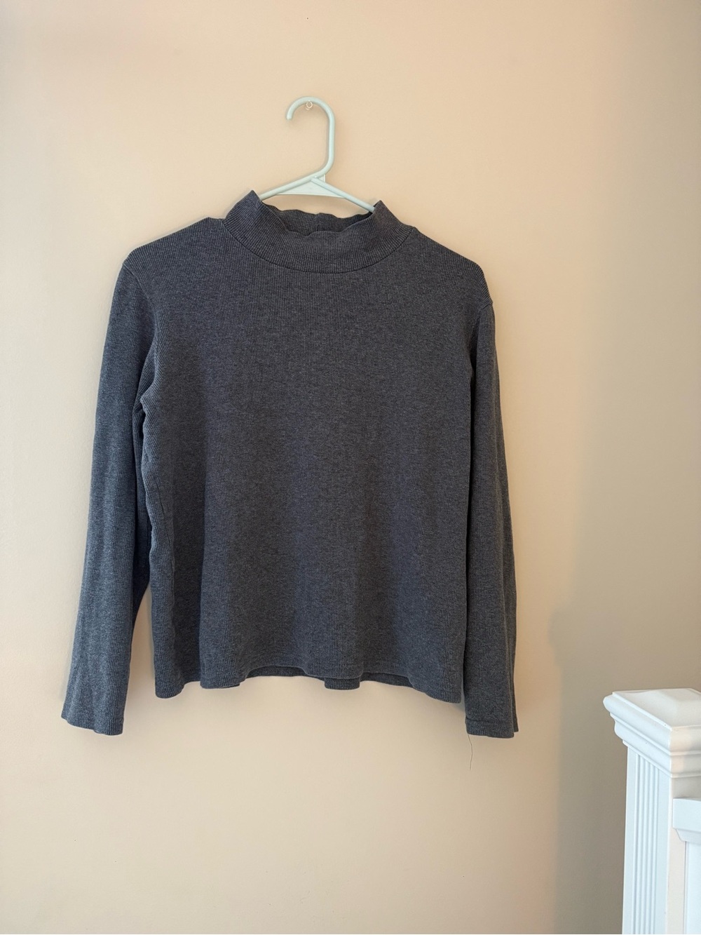 Women's Mock Neck Long Sleeve Top - Charcoal Gray